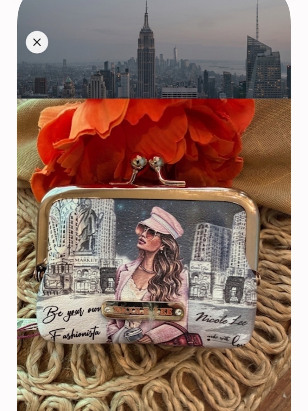 Fashionista Nicole Lee Pink Fashionista Kiss-Lock Women’s Clutch Wallet nwt